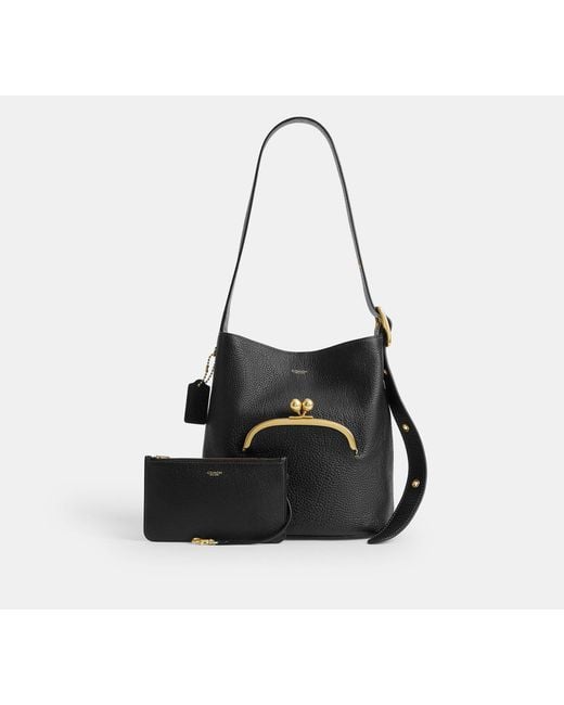 COACH Black Bleecker Bucket Bag With Kisslock