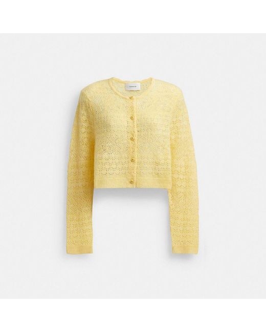 COACH Yellow Lace Knit Cardigan