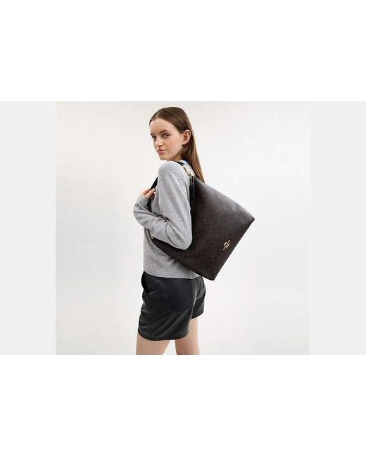 Grand Sac À Porté-Épaule Laurel En Toile Signature COACH en coloris Black