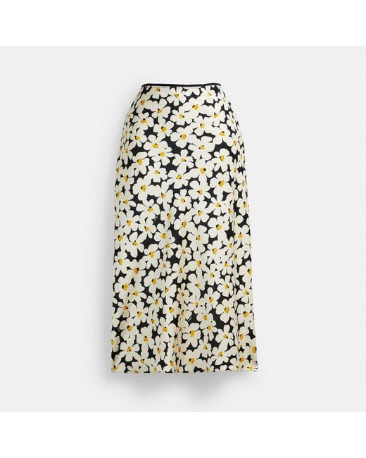 COACH White Long Floral Midi Skirt