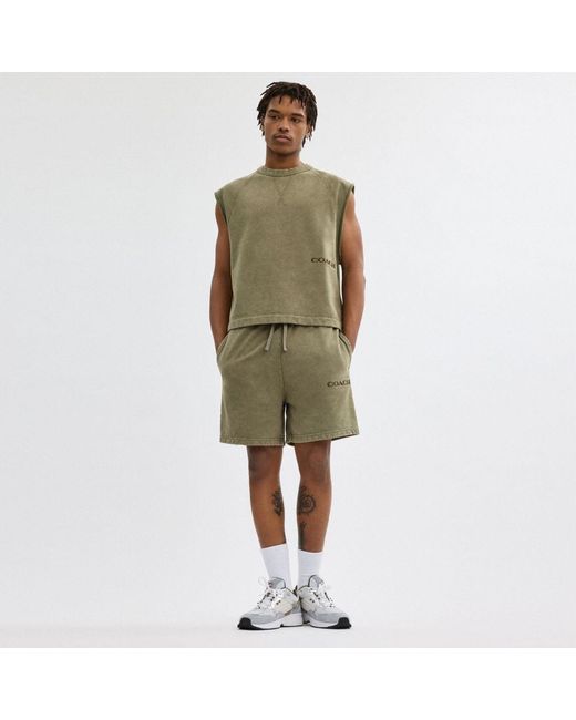COACH Green Sleeveless Garment Dye Crewneck for men