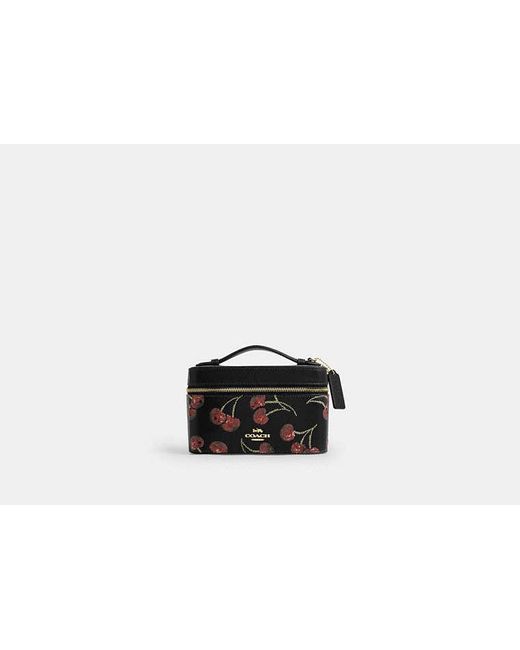 COACH Black Cosmetic Case With Cherry Print