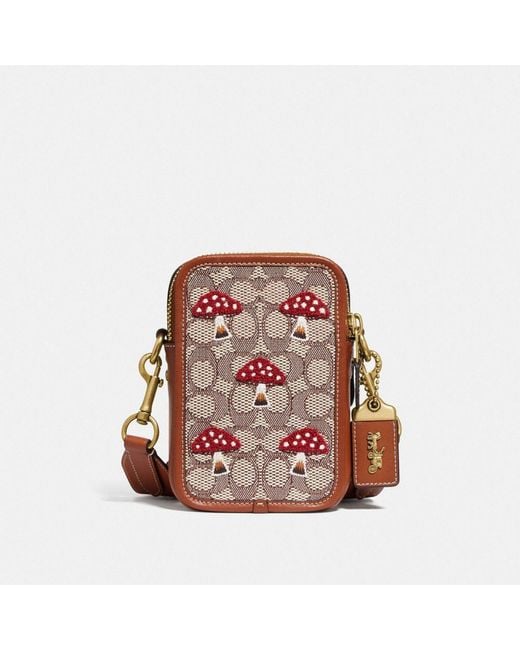 COACH Brown Rogue Crossbody 12 In Signature Textile Jacquard With Mushroom Motif Embroidery for men