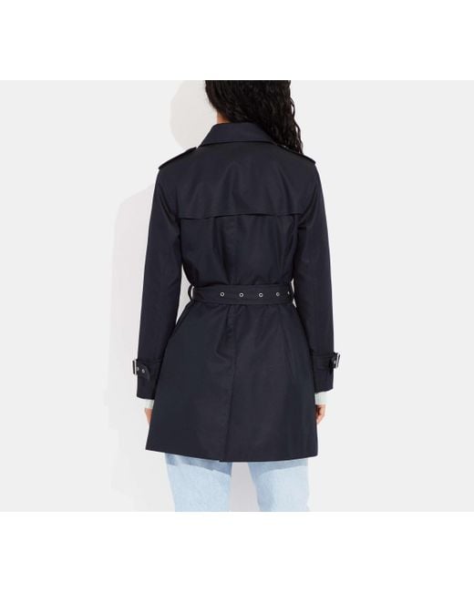 COACH Black Solid Mid Trench Coat