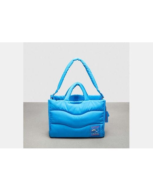 COACH Blue Topia Loop Tote With Wavy Quilting