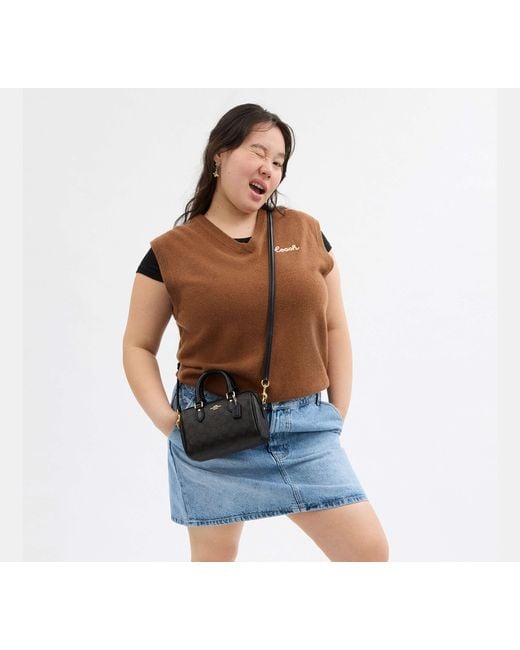 COACH Black Mini Rowan Crossbody Bag In Signature Canvas