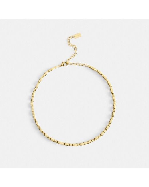COACH Metallic Beveled Signature Link Chain Choker