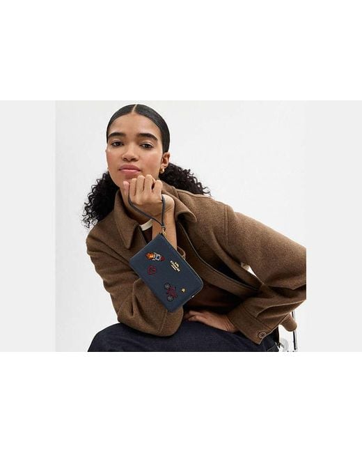 COACH Black Corner Zip Wristlet