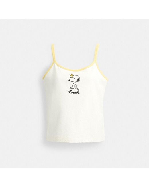 COACH White X Peanuts Tank Top In Organic Cotton
