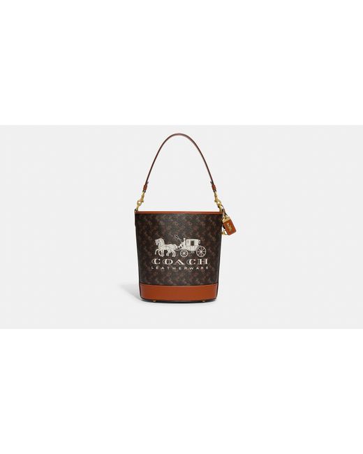 COACH Black Dakota Bucket Bag With Horse And Carriage Print