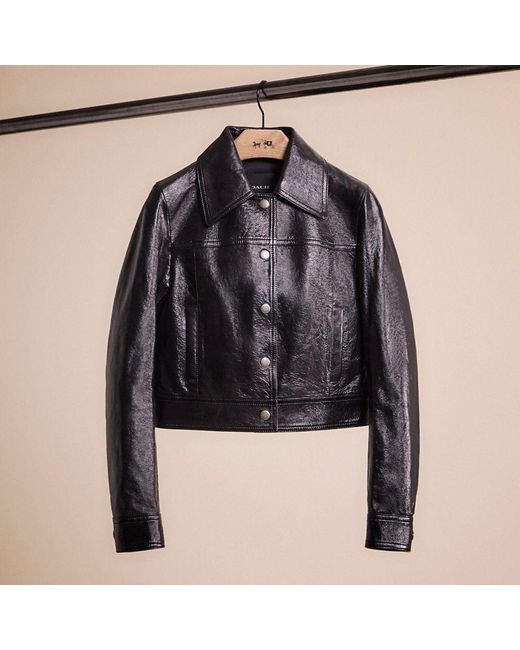 COACH Black Restored Patent Leather Jacket