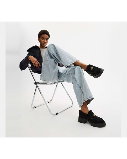 COACH Black Leah Platform Loafer