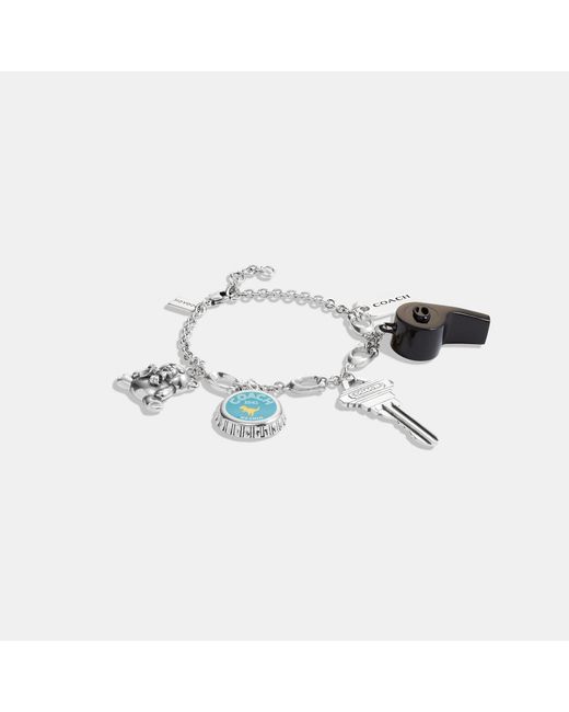 Coach Outlet Metallic Whistle And Key Charm Bracelet