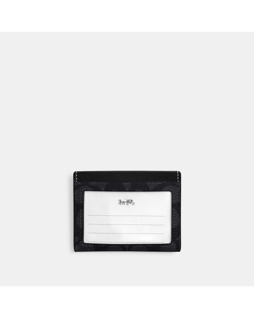 COACH Black Signature Canvas Card Holder for men