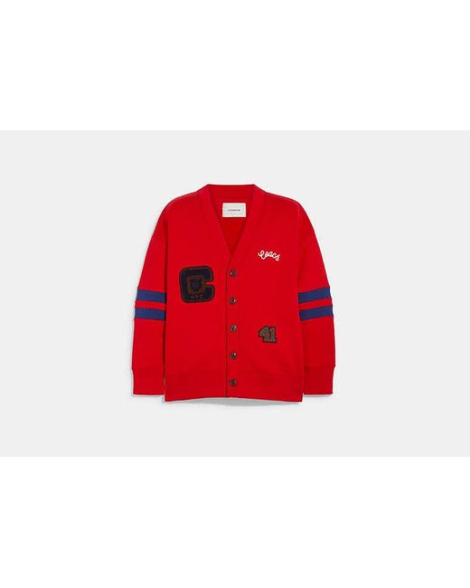 COACH Red Varsity Cardigan for men