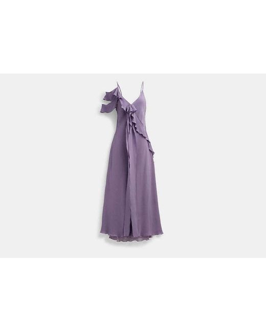 COACH Purple Spaghetti Strap Bias Dress