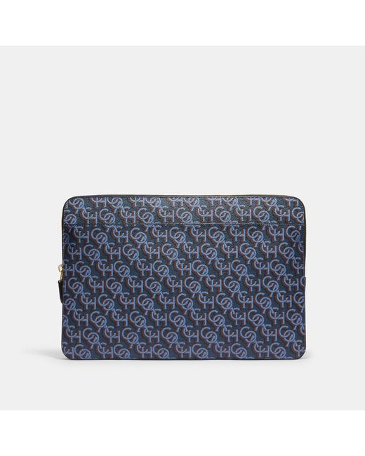 Coach Outlet Blue Laptop Sleeve With Coach Monogram Print