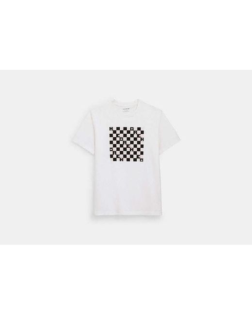 COACH White Checkerboard T Shirt for men