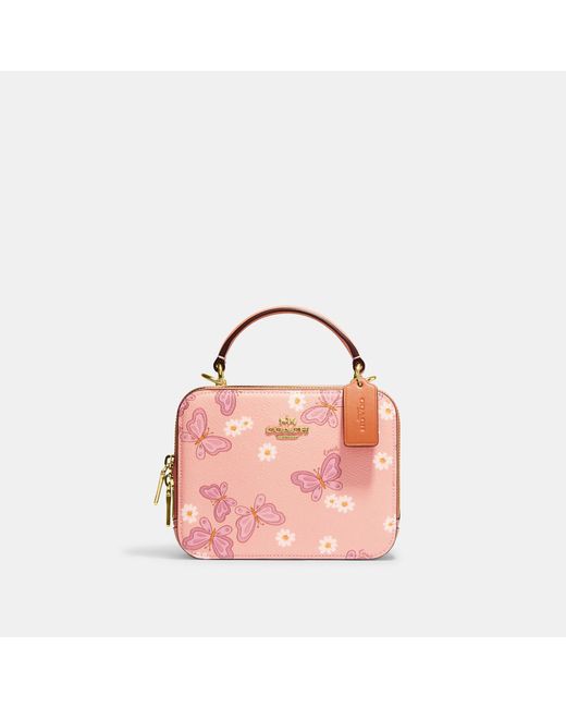 Coach Outlet Pink Box Crossbody With Lovely Butterfly Print
