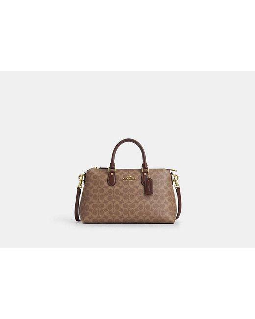 COACH Black Georgia Satchel Bag In Signature Canvas