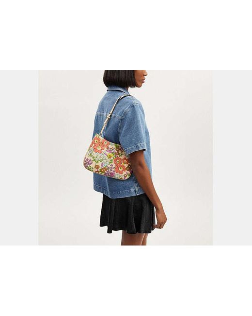 COACH Black Penelope Shoulder Bag With Floral Print