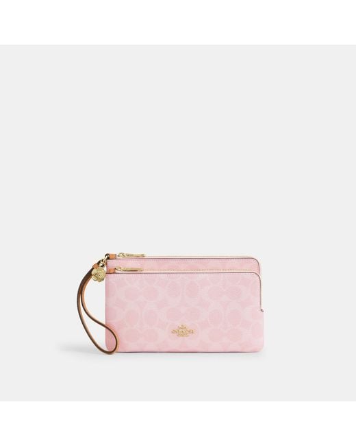 COACH Pink Double Zip Wristlet