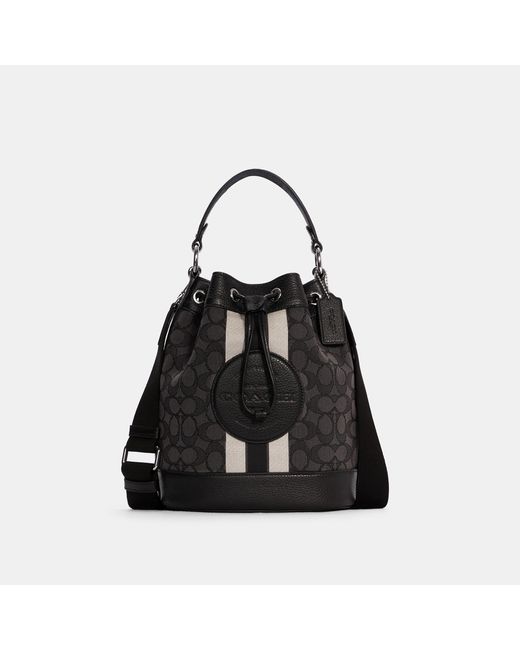 Coach Mini Dempsey Bucket Bag In Signature Jacquard With Stripe And ...