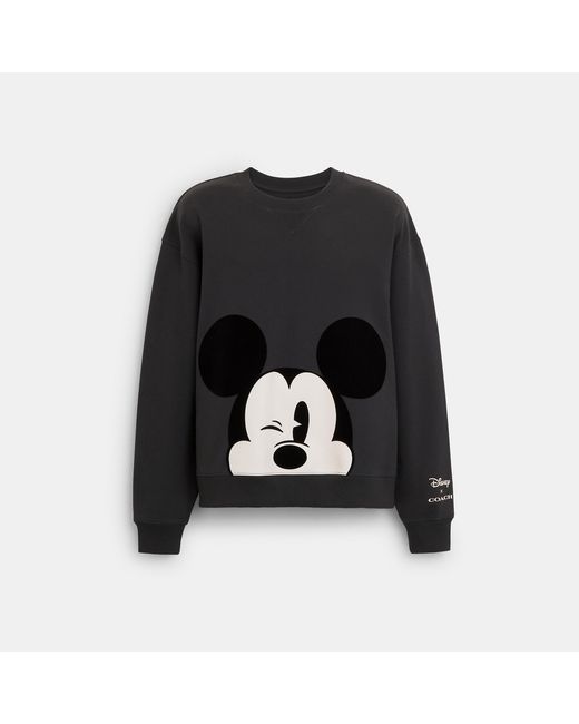 Coach Outlet Black Disney X Coach Wink Mickey Mouse Crewneck Sweatshirt for men