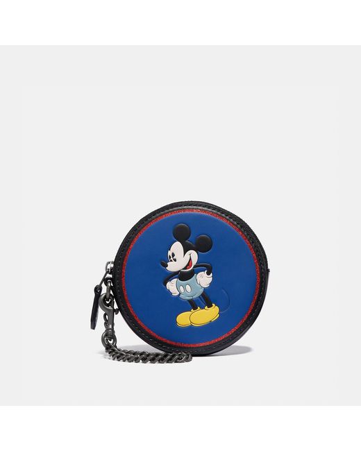 Coach Outlet Blue Disney X Coach Round Coin Case With Mickey Mouse