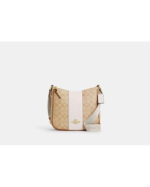 COACH Black Ellie File Bag In Signature Canvas With Stripe