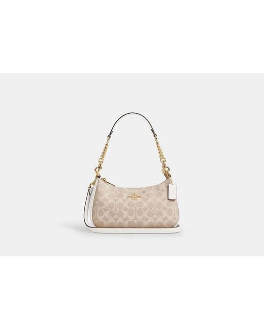 COACH Black Teri Shoulder Bag In Signature Canvas
