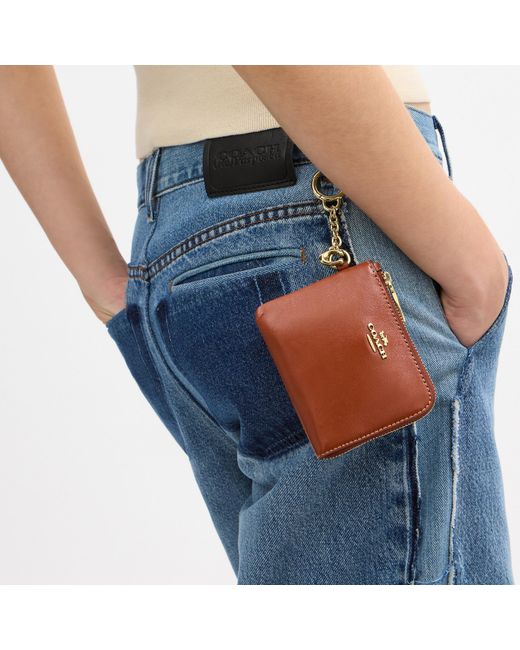COACH Brown Small Corner Zip Wallet