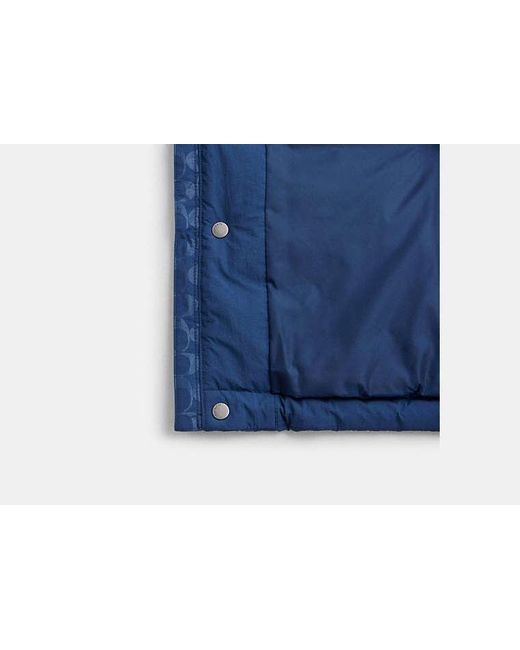 COACH Blue Signature Front Pocket Puffer Jacket for men