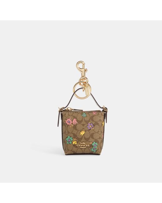Coach Outlet Metallic Mini Val Duffle Bag Charm In Signature Canvas With Spaced Floral Print