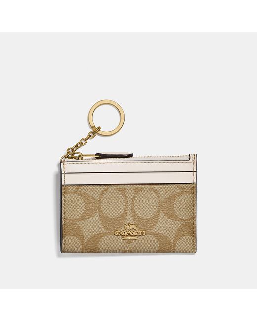COACH Mini Skinny Id Case In Signature Canvas in im/Light Khaki/Chalk
