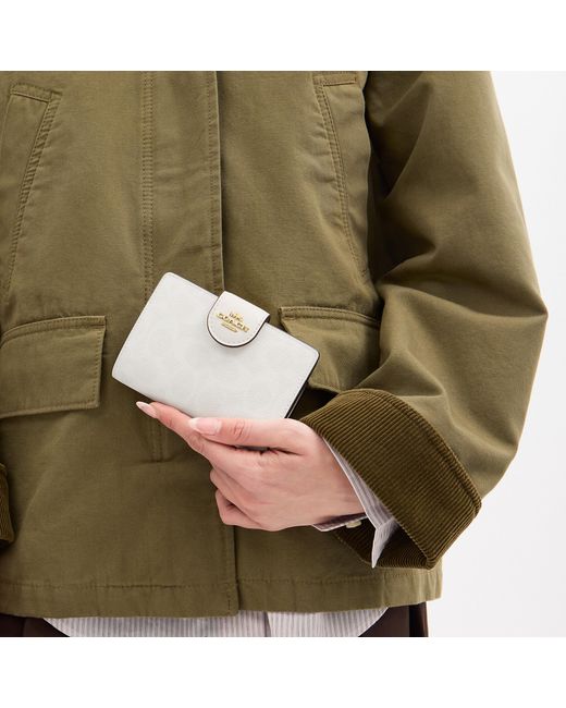 COACH White Medium Corner Zip Wallet