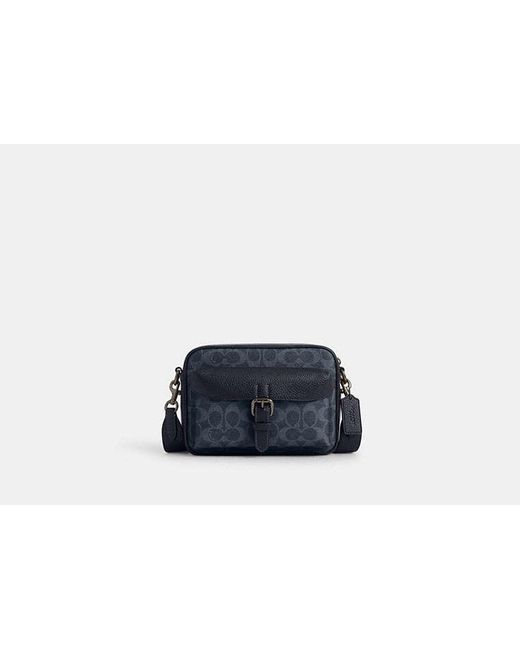 COACH Black Warner Crossbody Bag In Signature Canvas for men