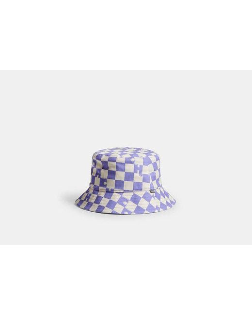 COACH Black Checkerboard Print Bucket Hat