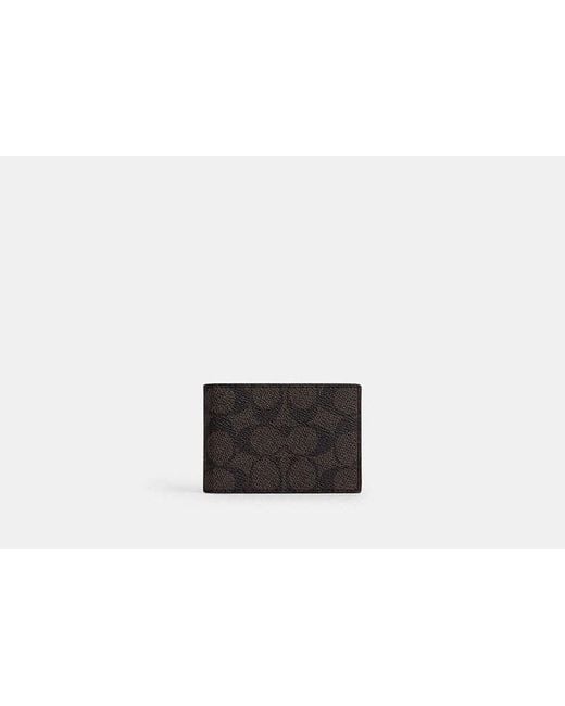 COACH Black Compact Billfold Wallet In Signature Canvas for men