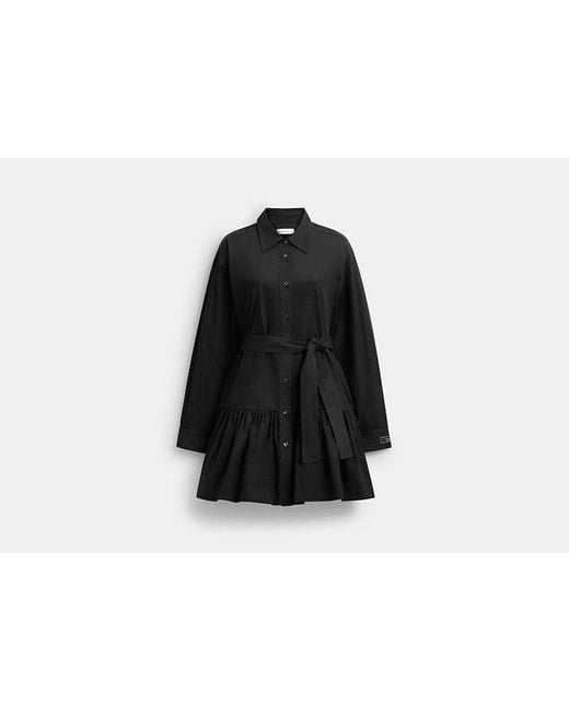 COACH Black Shirt Dress In Organic Cotton