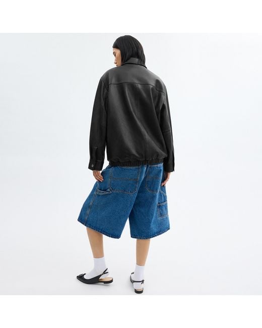 COACH Black Oversized Leather Jacket