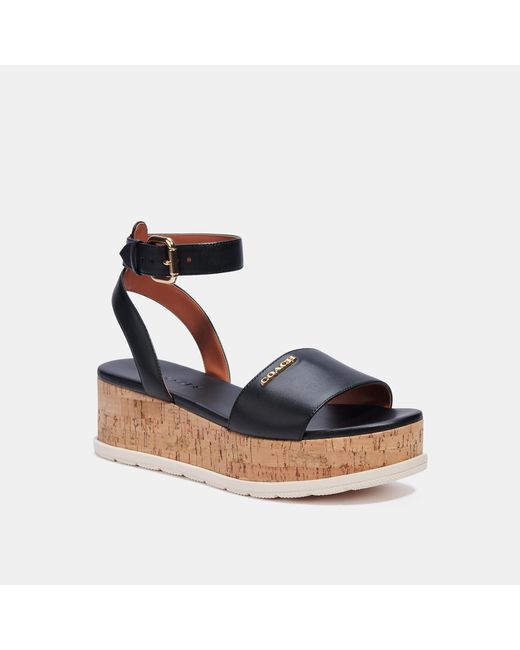 COACH Leather Talulah Sandal in Black - Lyst