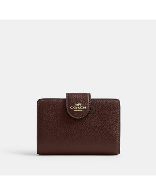 COACH Brown Medium Corner Zip Wallet