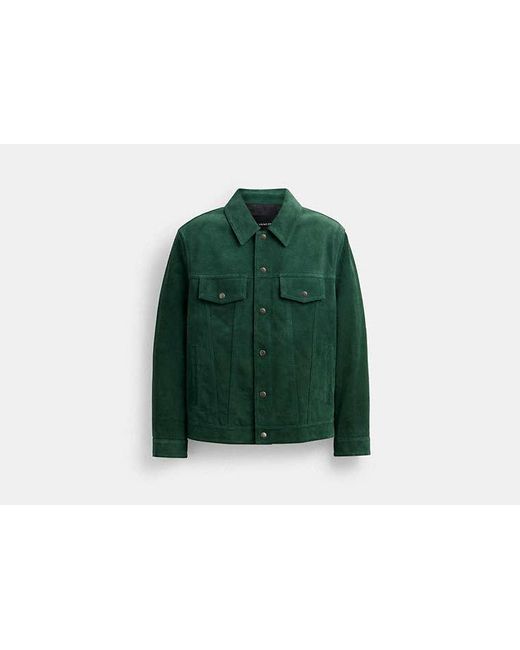 COACH Green Suede Leather Jacket for men