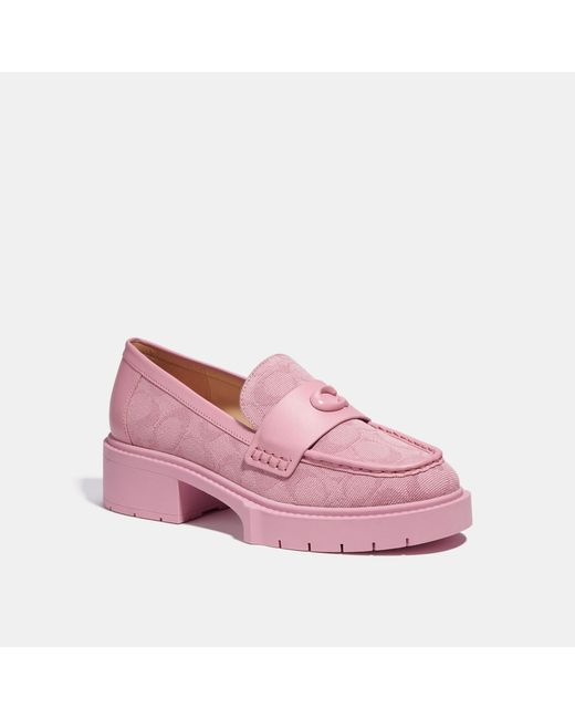Coach Outlet Leah Loafer In Signature Canvas in Pink | Lyst