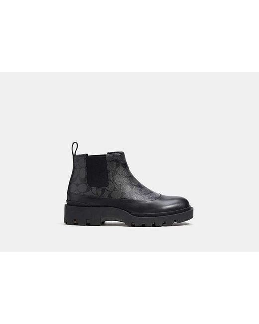 NWT Coach Citysole boots Men Black US 11.5 Coach Citysole Black Leather Signature Jacquard Boots SZ.8.5  main image 2