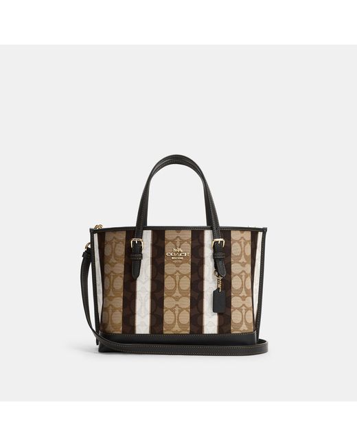 COACH Brown Mollie Tote 25 In Signature Jacquard With Stripes