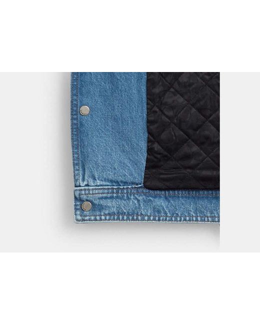 COACH Blue Denim Jacket With Shearling for men