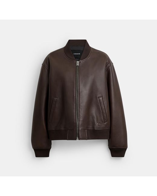 COACH Brown Leather Bomber