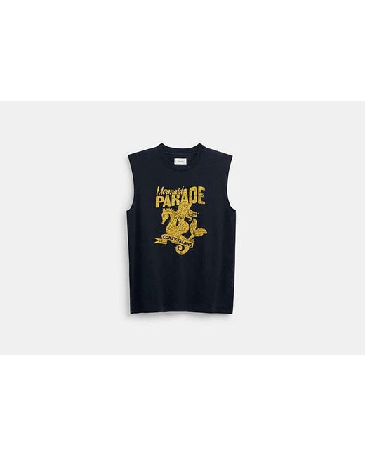 COACH Black Tank Top With Mermaid Parade Graphic for men